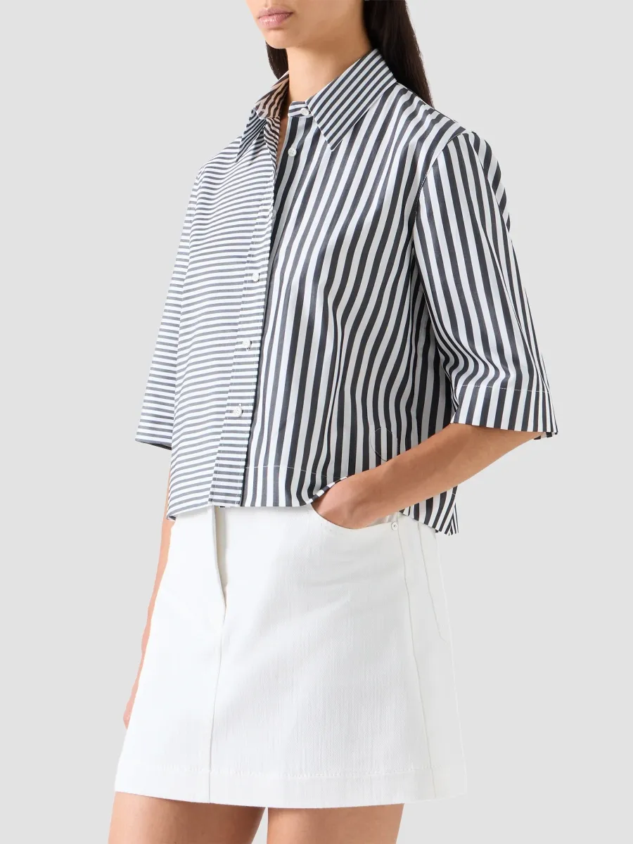 Akris punto Women's Striped Cotton Poplin Boxy Crop Blouse | Thumbnail 6 Akris punto Women's Striped Cotton Poplin Boxy Crop Blouse | Thumbnail 6