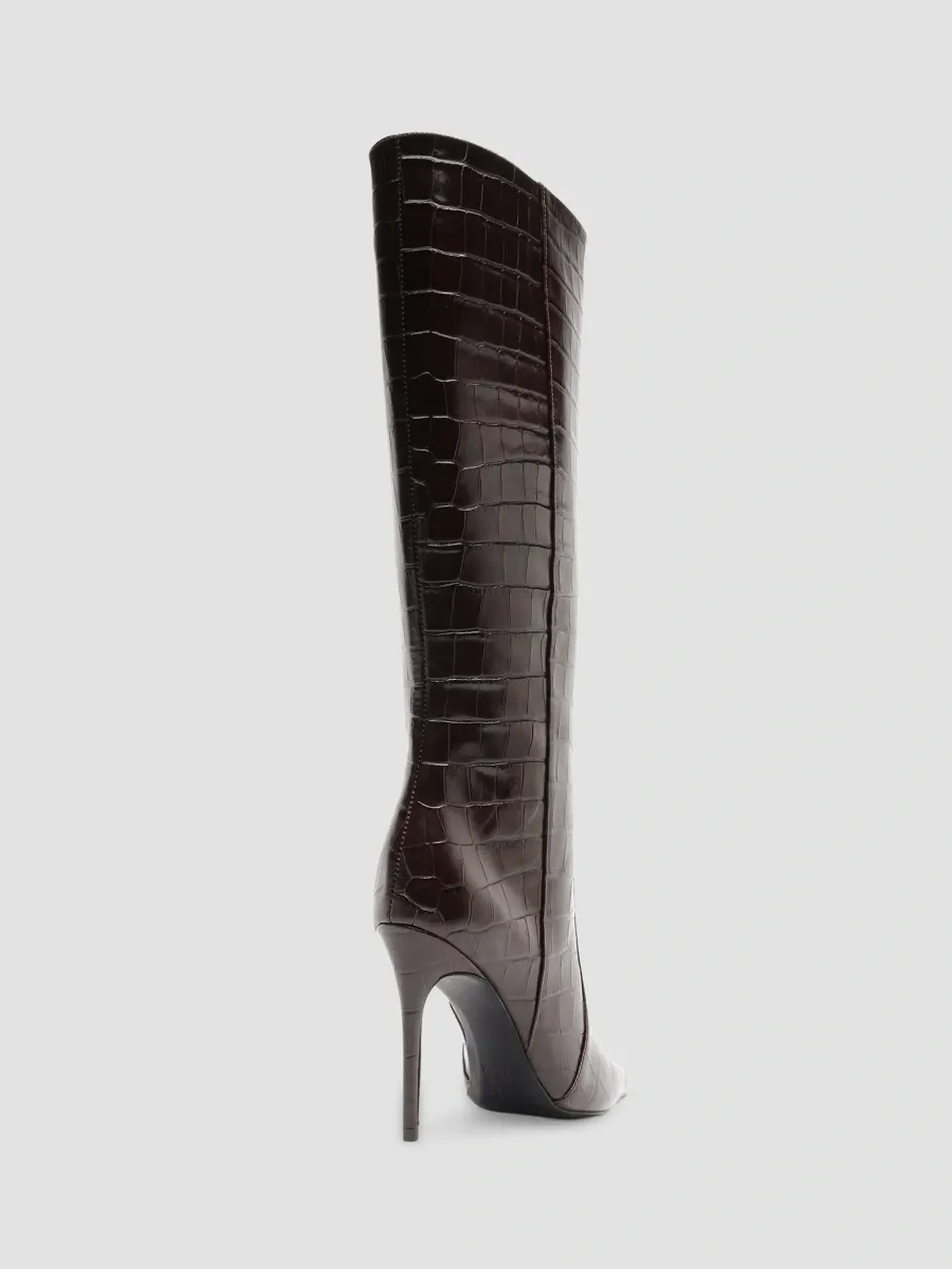 Schutz Women's Samira 100MM Croc-Embossed Leather Knee-High Boots | Thumbnail 3