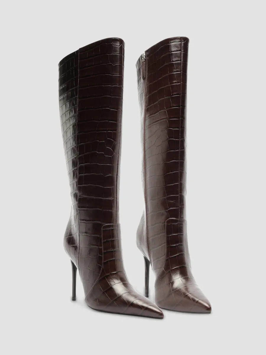 Schutz Women's Samira 100MM Croc-Embossed Leather Knee-High Boots | Thumbnail 9