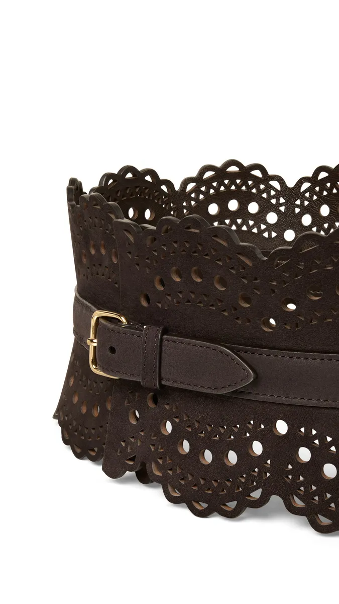 Alaïa Bustier Belt In Perforated Vienne Nubuck | Thumbnail 3