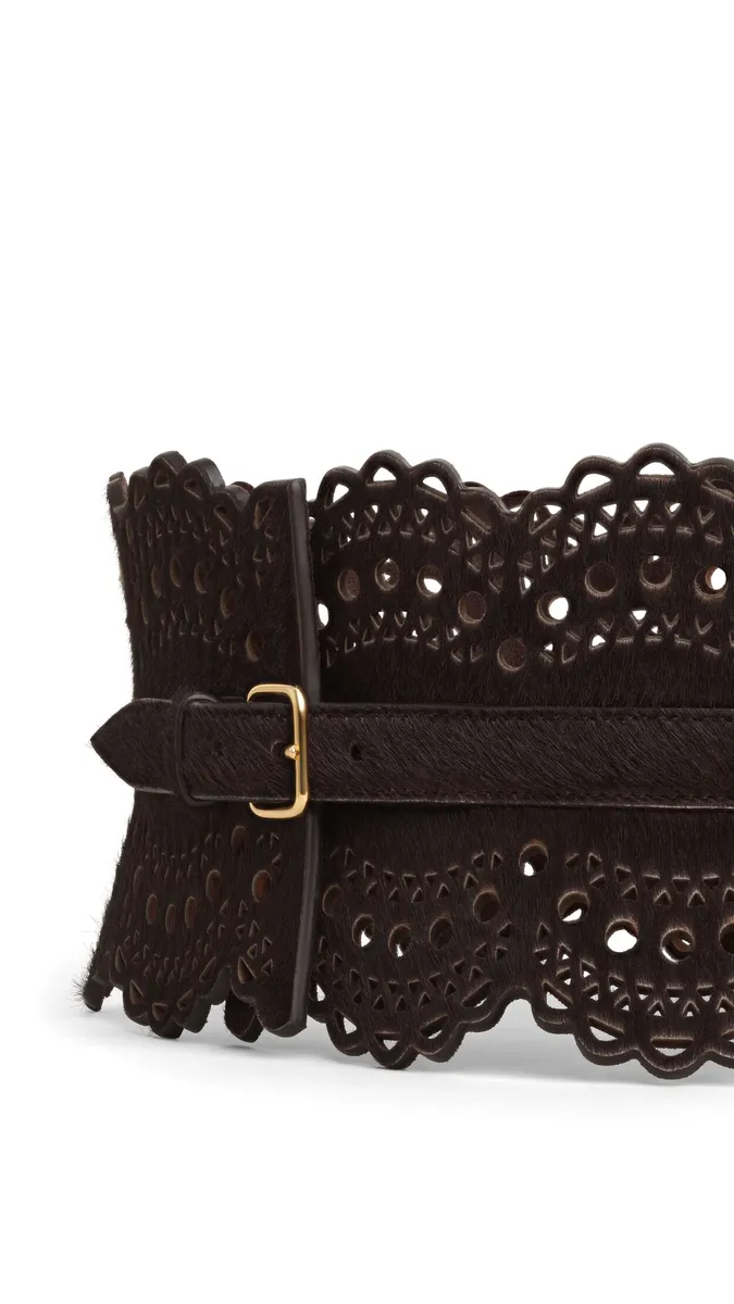 Alaïa Bustier Belt In Perforated Vienne Haircalf | Thumbnail 3 Alaïa Bustier Belt In Perforated Vienne Haircalf | Thumbnail 3