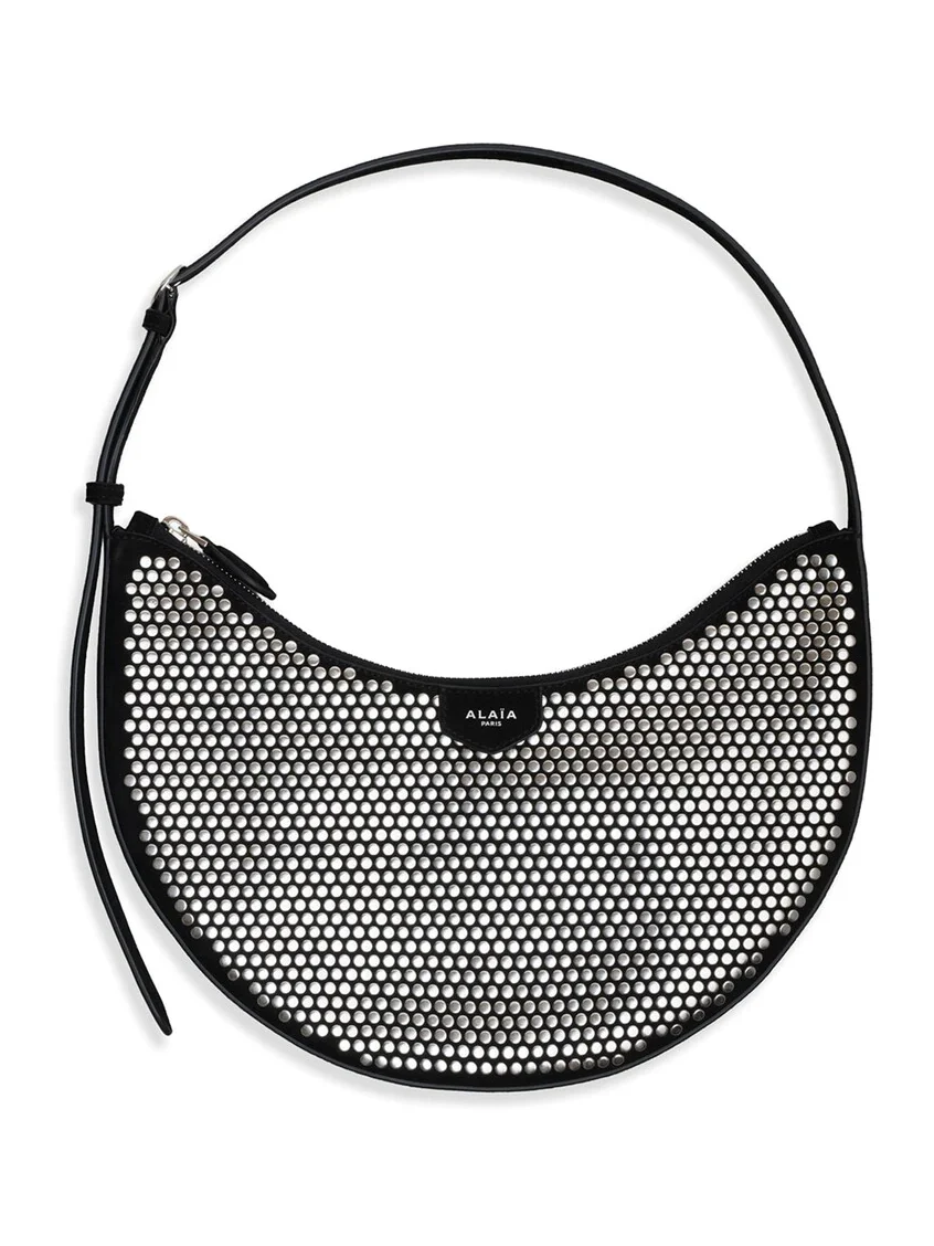 One Piece Demi Lune Bag In Suede With Studs One Piece Demi Lune Bag In Suede With Studs