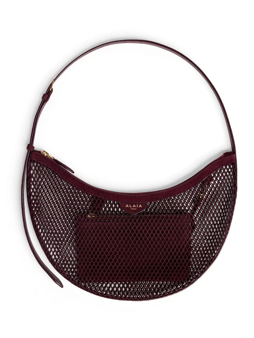 One Piece Demi Lune Bag In Fishnet And Suede