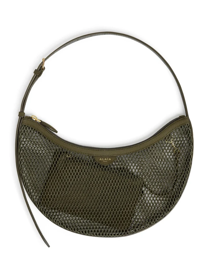 One Piece Demi Lune Bag In Fishnet And Suede One Piece Demi Lune Bag In Fishnet And Suede
