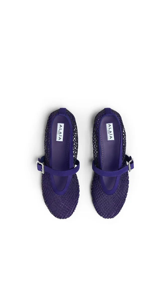 Alaïa Ballet Flats In Strass Fishnet | Thumbnail 3