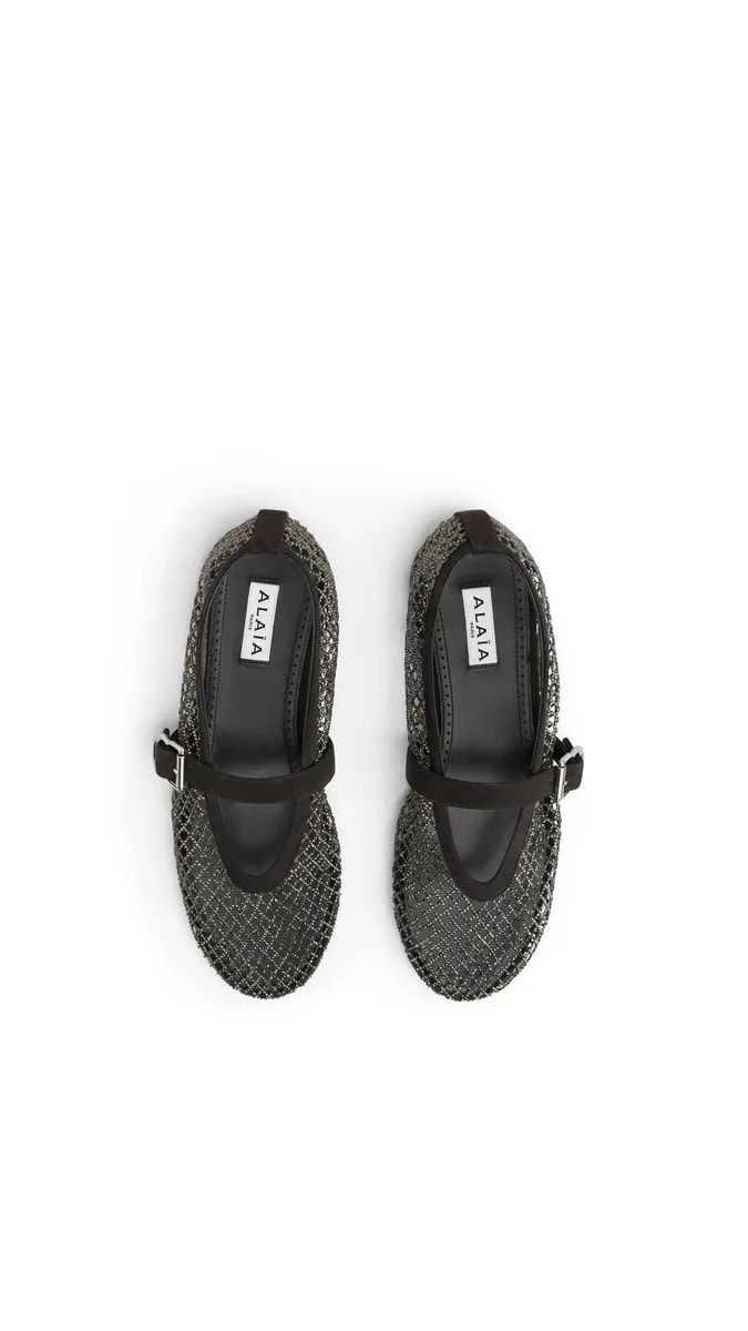 Alaïa Ballet Flats In Strass Fishnet | Thumbnail 3