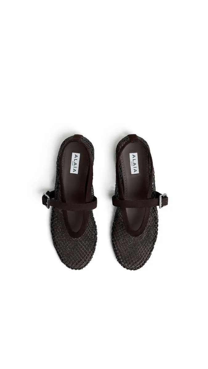 Alaïa Ballet Flats In Strass Fishnet | Thumbnail 3