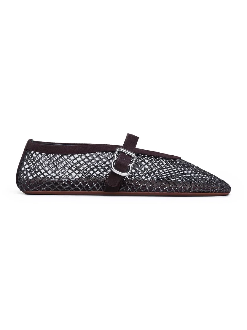 Alaïa Ballet Flats In Strass Fishnet