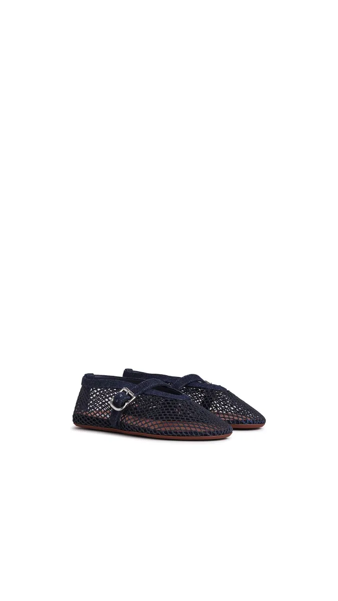 Alaïa Ballet Flats In Denim Fishnet | Thumbnail 2