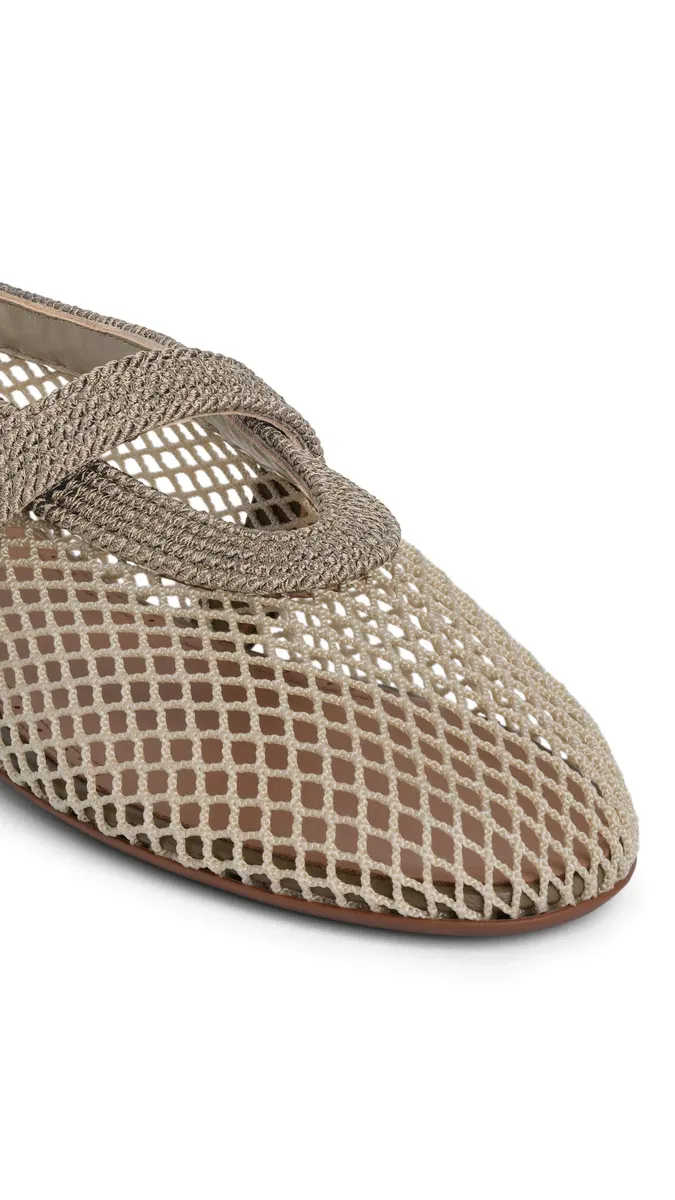 Alaïa Ballet Flats In Fishnet And Satin Cord | Thumbnail 3