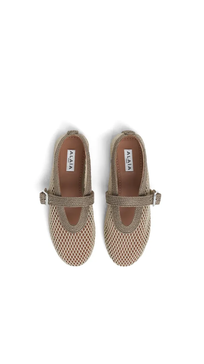 Alaïa Ballet Flats In Fishnet And Satin Cord | Thumbnail 4