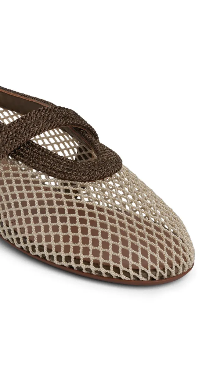 Alaïa Ballet Flats In Fishnet And Satin Cord | Thumbnail 3 Alaïa Ballet Flats In Fishnet And Satin Cord | Thumbnail 3
