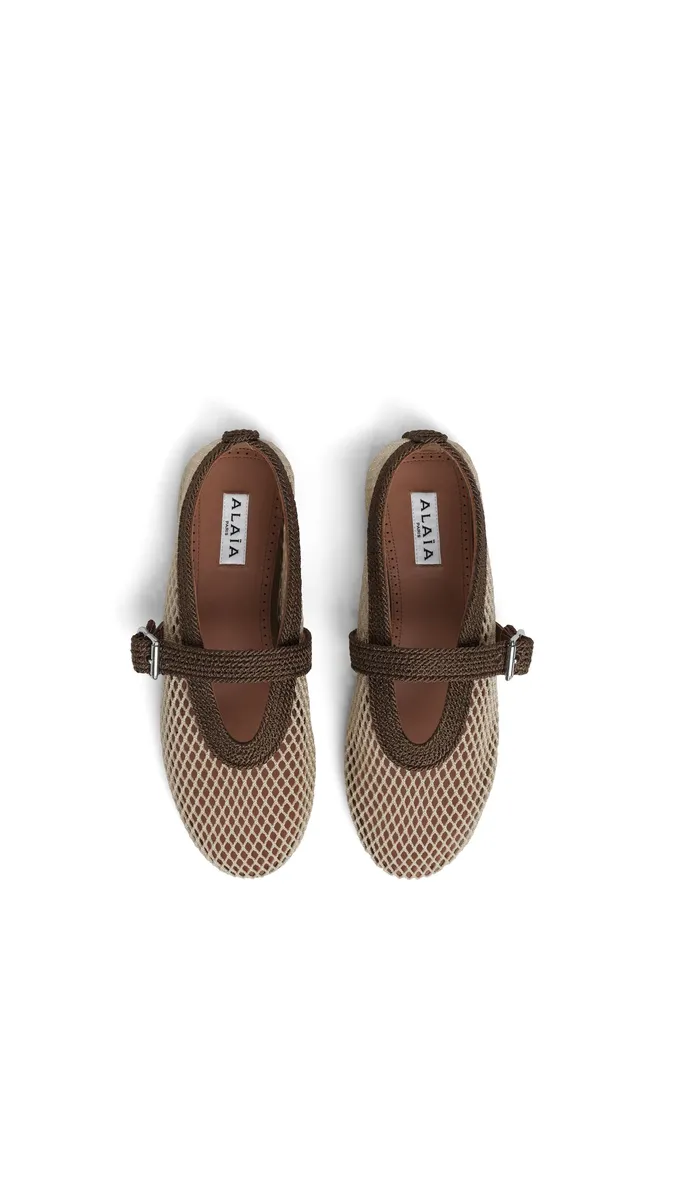 Alaïa Ballet Flats In Fishnet And Satin Cord | Thumbnail 4 Alaïa Ballet Flats In Fishnet And Satin Cord | Thumbnail 4