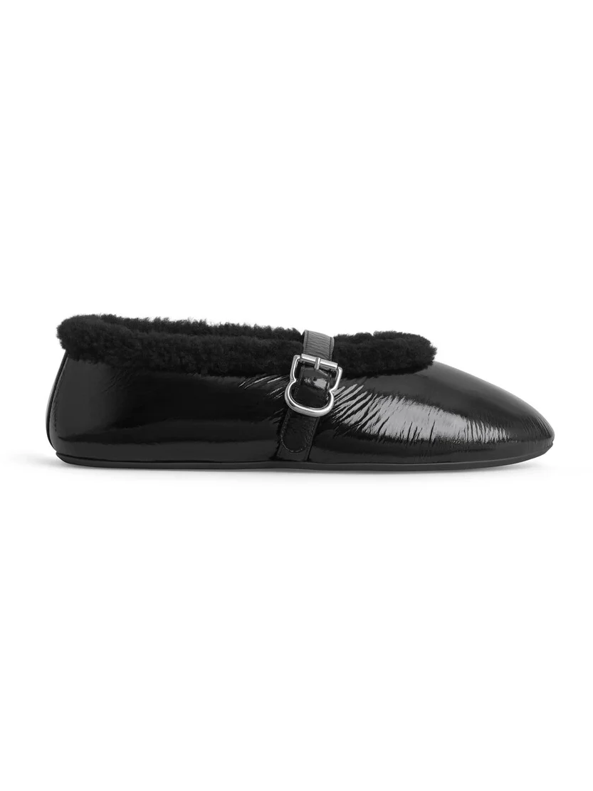 Alaïa Ballet Flats In Naplack Shearling