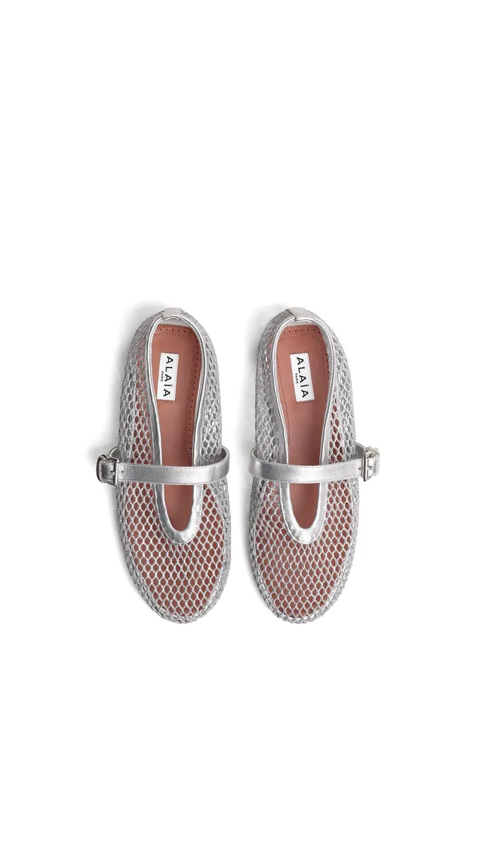 Alaïa Ballet Flats In Laminated Fishnet | Thumbnail 4 Alaïa Ballet Flats In Laminated Fishnet | Thumbnail 4