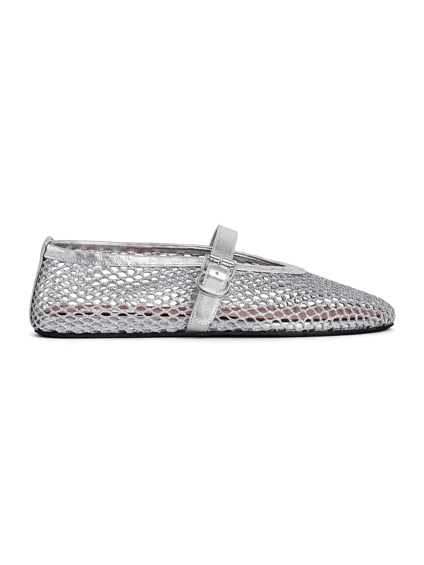 Alaïa Ballet Flats In Laminated Fishnet