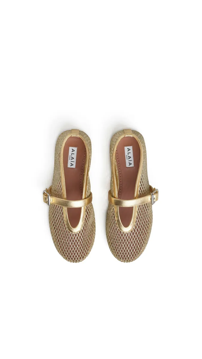 Alaïa Ballet Flats In Laminated Fishnet | Thumbnail 4 Alaïa Ballet Flats In Laminated Fishnet | Thumbnail 4
