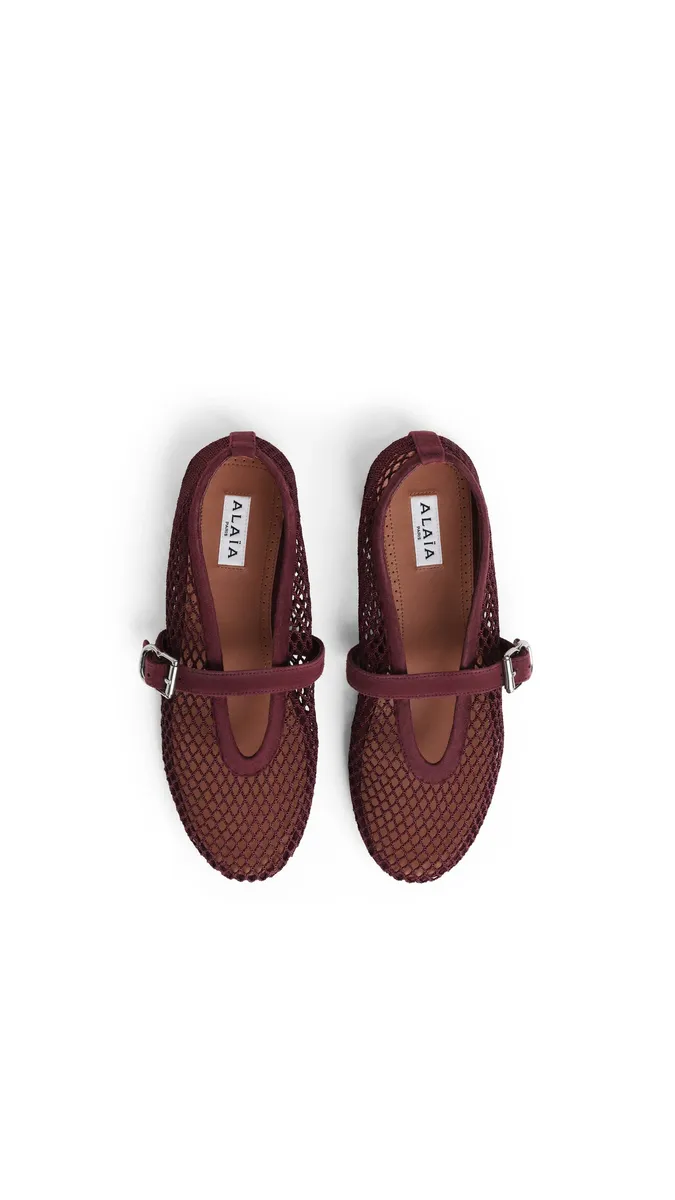 Alaïa Ballet Flats In Fishnet And Suede | Thumbnail 4 Alaïa Ballet Flats In Fishnet And Suede | Thumbnail 4