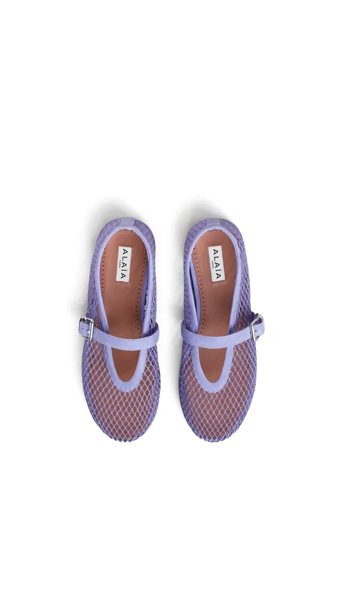 Alaïa Ballet Flats In Fishnet And Suede | Thumbnail 4 Alaïa Ballet Flats In Fishnet And Suede | Thumbnail 4