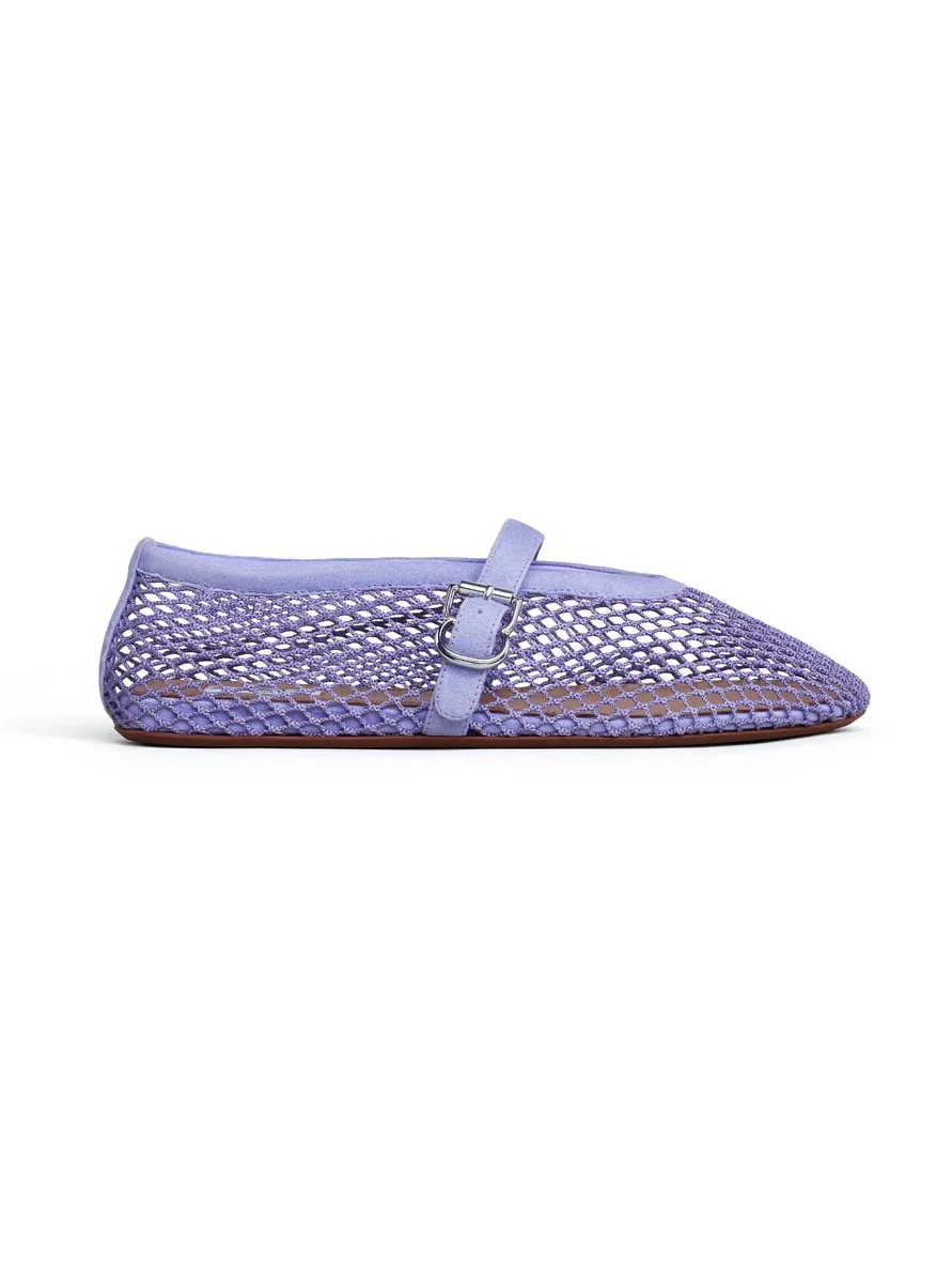 Alaïa Ballet Flats In Fishnet And Suede