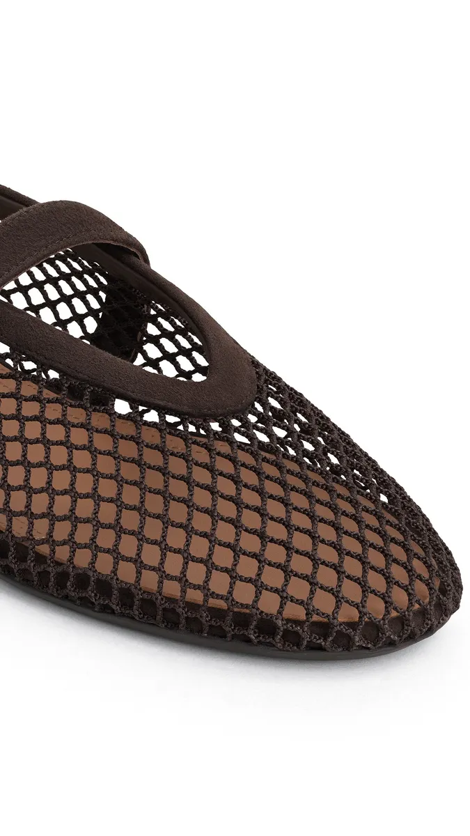 Alaïa Ballet Flats In Fishnet And Suede | Thumbnail 3 Alaïa Ballet Flats In Fishnet And Suede | Thumbnail 3