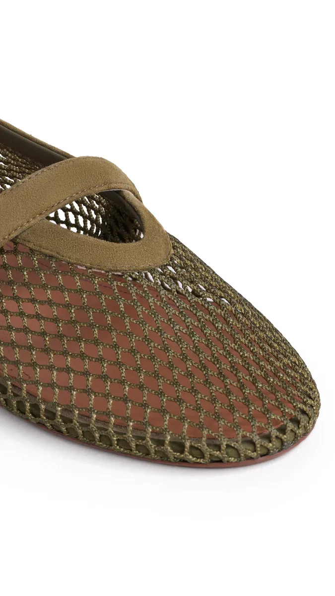 Alaïa Ballet Flats In Fishnet And Suede | Thumbnail 3