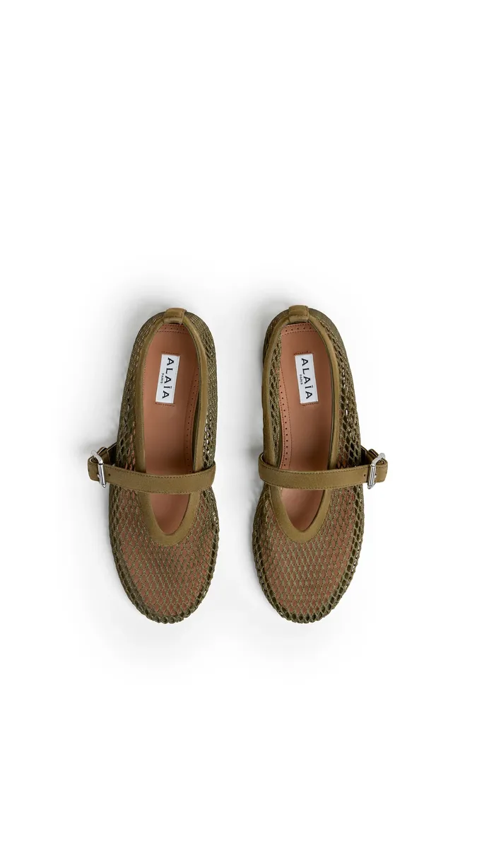 Alaïa Ballet Flats In Fishnet And Suede | Thumbnail 4