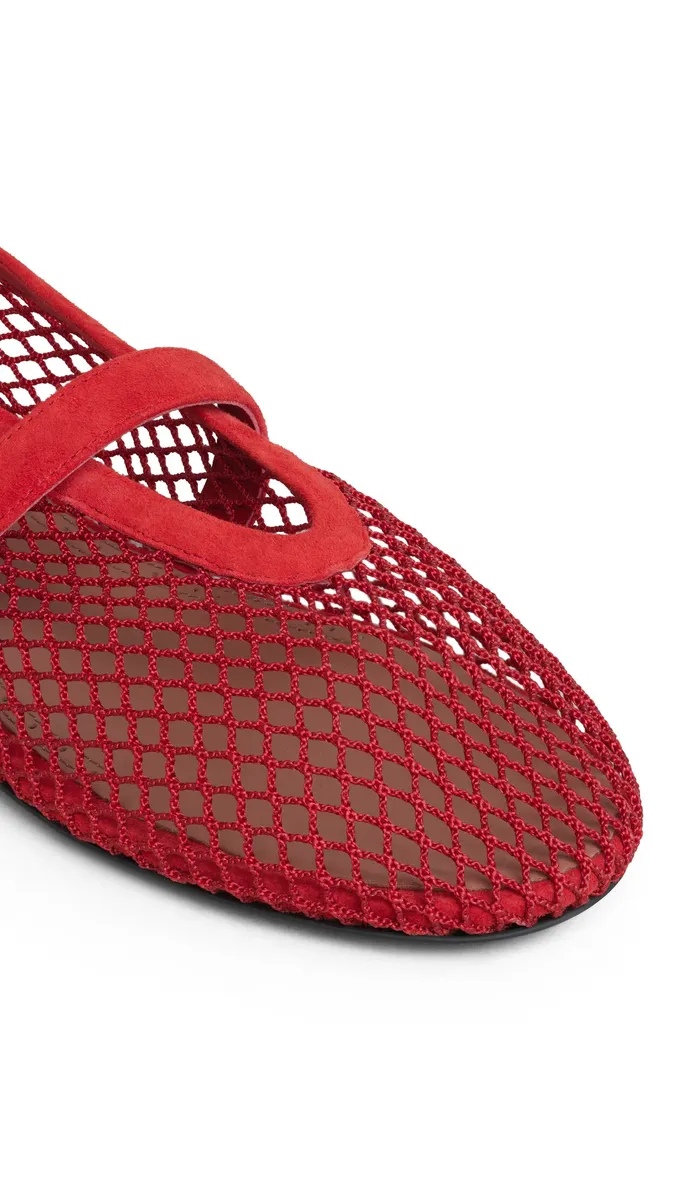 Alaïa Ballet Flats In Fishnet And Suede | Thumbnail 3