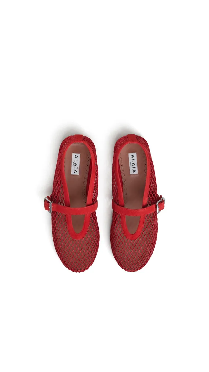 Alaïa Ballet Flats In Fishnet And Suede | Thumbnail 4