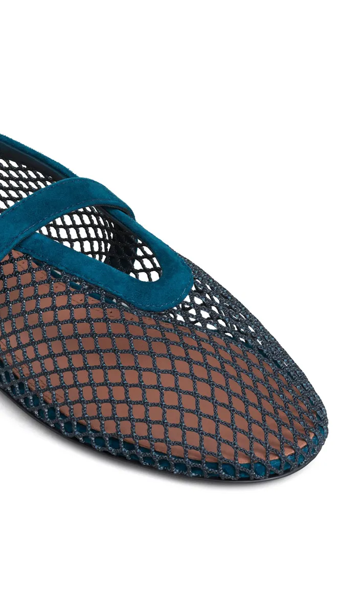 Alaïa Ballet Flats In Fishnet And Suede | Thumbnail 3