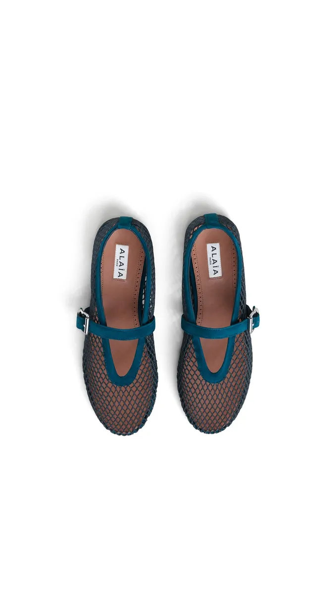 Alaïa Ballet Flats In Fishnet And Suede | Thumbnail 4