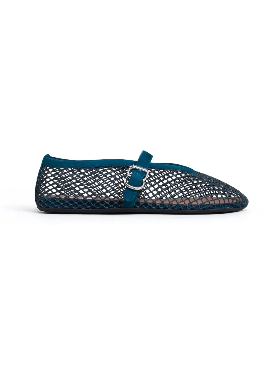 Alaïa Ballet Flats In Fishnet And Suede