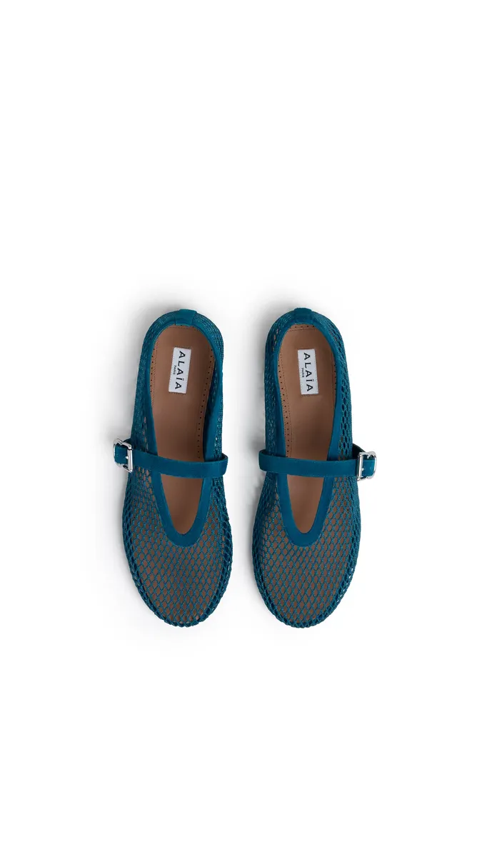 Alaïa Ballet Flats In Fishnet And Suede | Thumbnail 4 Alaïa Ballet Flats In Fishnet And Suede | Thumbnail 4