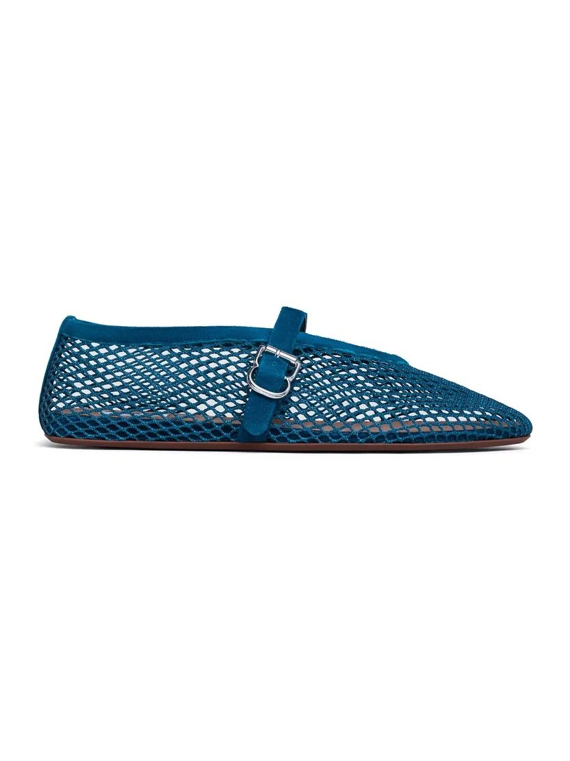 Alaïa Ballet Flats In Fishnet And Suede