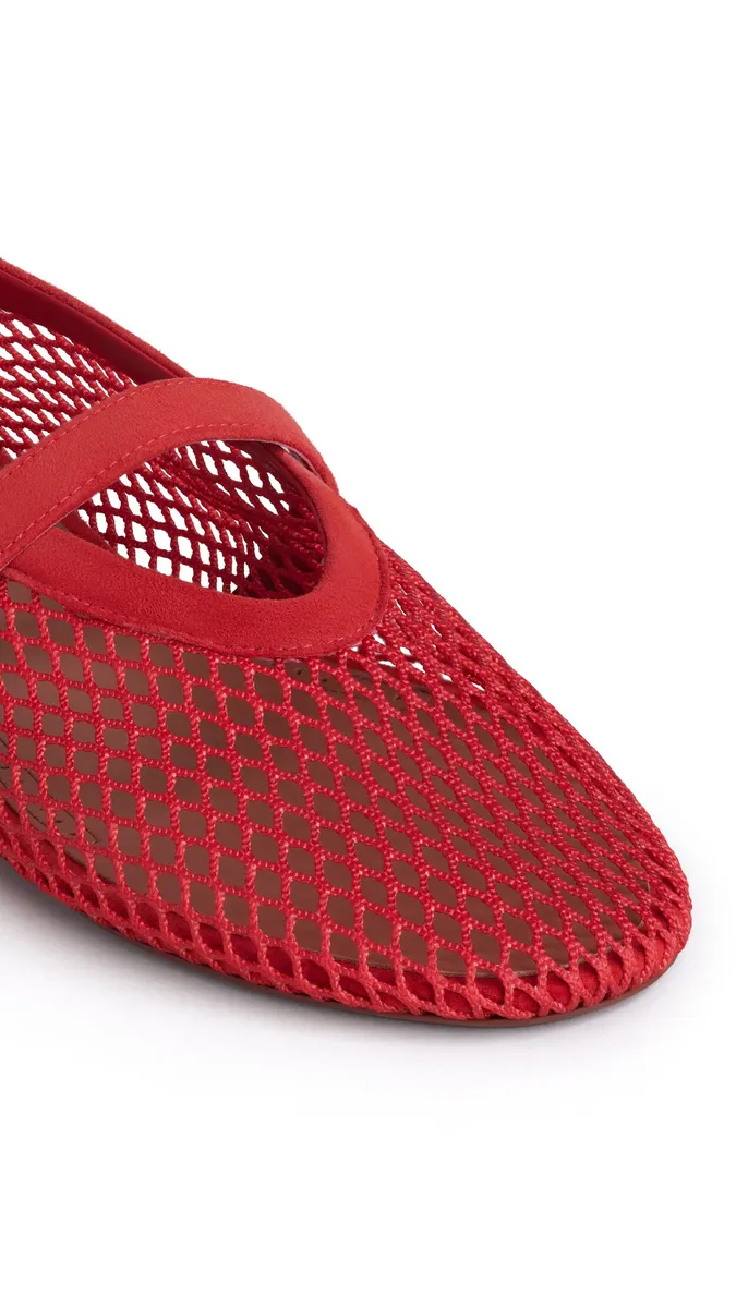 Alaïa Ballet Flats In Fishnet And Suede | Thumbnail 3