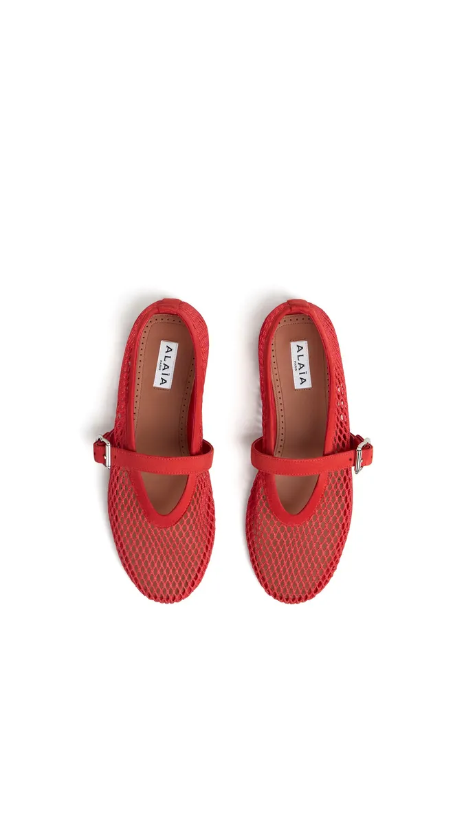 Alaïa Ballet Flats In Fishnet And Suede | Thumbnail 4