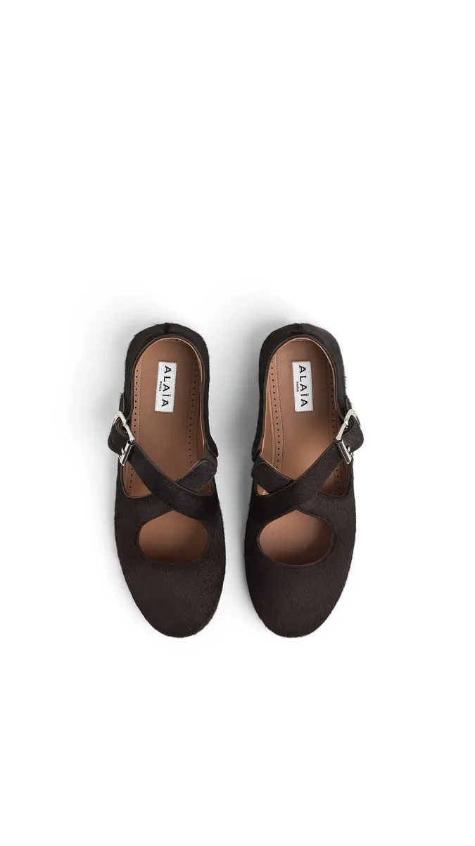 Alaïa Criss Cross Ballet Flats In Haircalf | Thumbnail 4 Alaïa Criss Cross Ballet Flats In Haircalf | Thumbnail 4