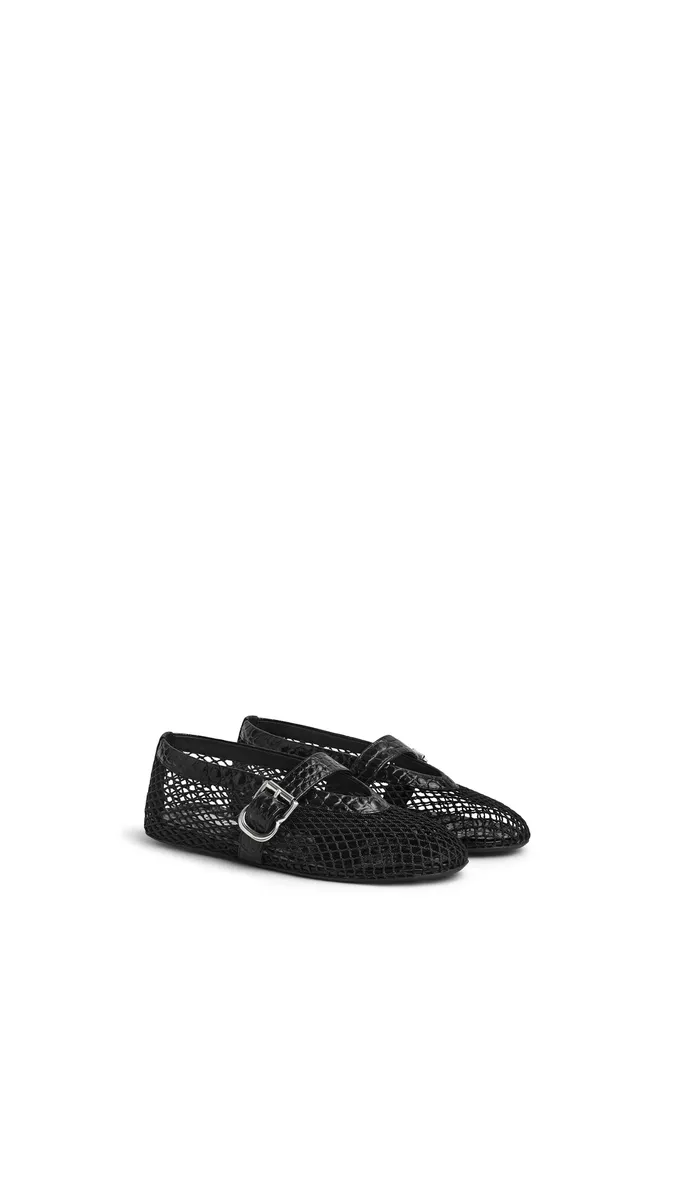 Alaïa Ballet Flats In Fishnet And Crocodile Embossed Calfskin | Thumbnail 2