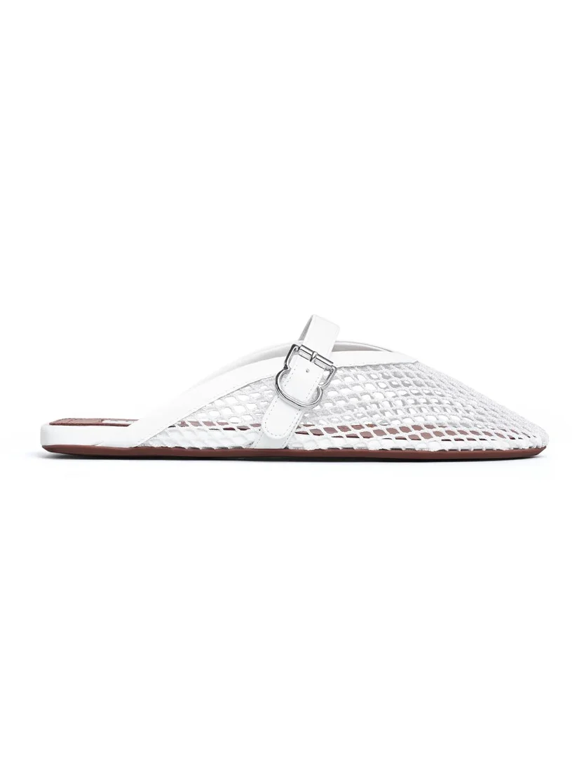 Alaïa Flat Mules In Fishnet