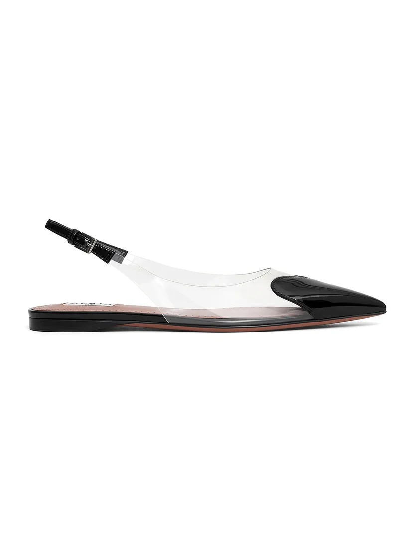 Alaïa Le Coeur Flat Slingbacks In Patent Calfskin