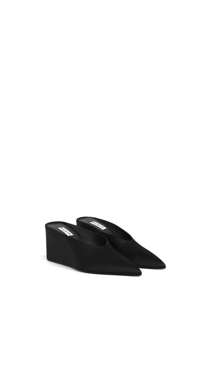 Alaïa Cube Wedge Mules In Satin | Thumbnail 2