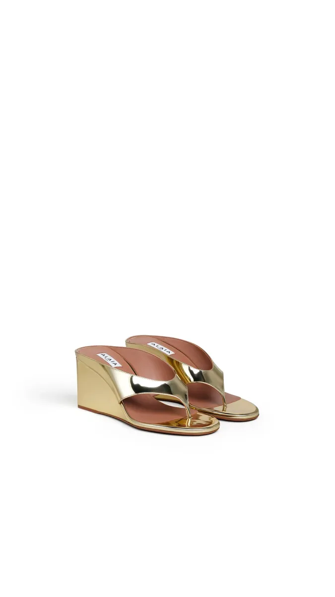 Alaïa Cube Thong Mules In Mirror Fabric | Thumbnail 2