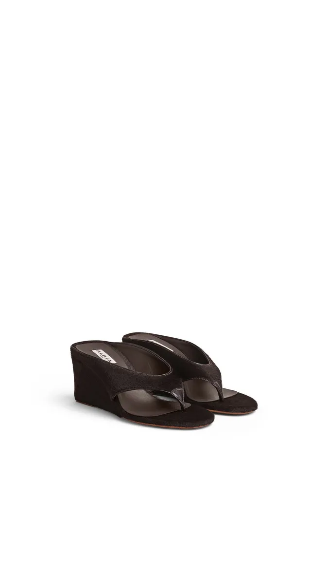 Alaïa Cube Thong Mules In Haircalf | Thumbnail 2 Alaïa Cube Thong Mules In Haircalf | Thumbnail 2