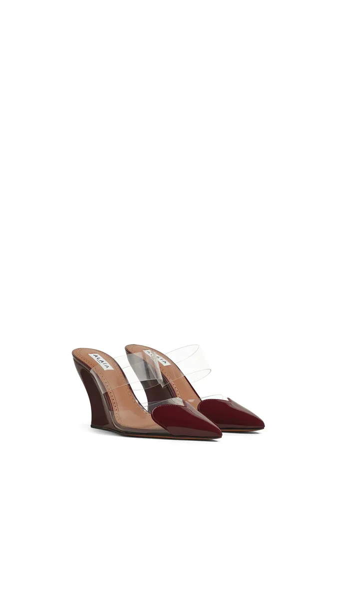 Alaïa Le Coeur Wedge Mules In Patent Leather | Thumbnail 2