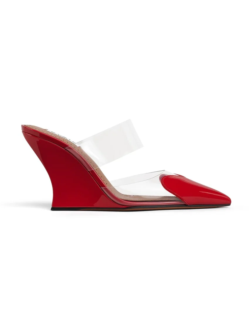 Alaïa Le Coeur Wedge Mules In Patent Leather