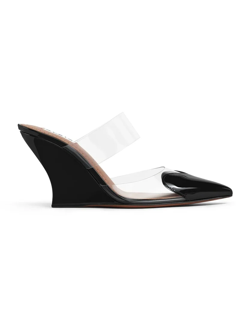 Alaïa Le Coeur Wedge Mules In Patent Leather