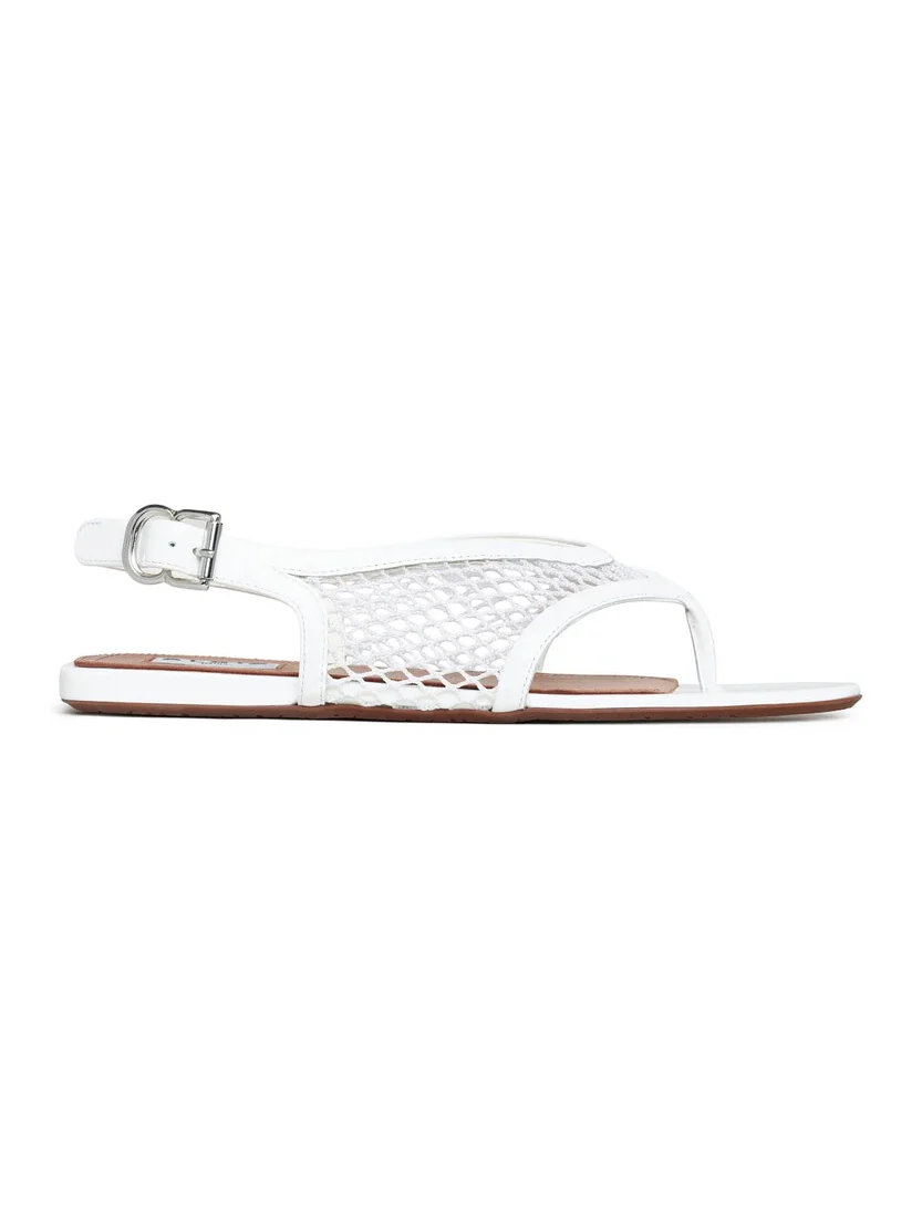 Alaïa Fishnet Thong Sandals In Patent Calfskin