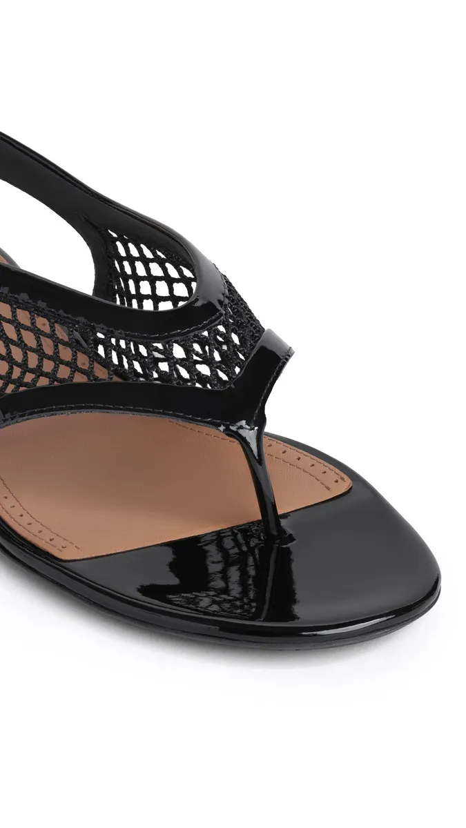 Alaïa Fishnet Thong Sandals In Patent Calfskin | Thumbnail 3 Alaïa Fishnet Thong Sandals In Patent Calfskin | Thumbnail 3