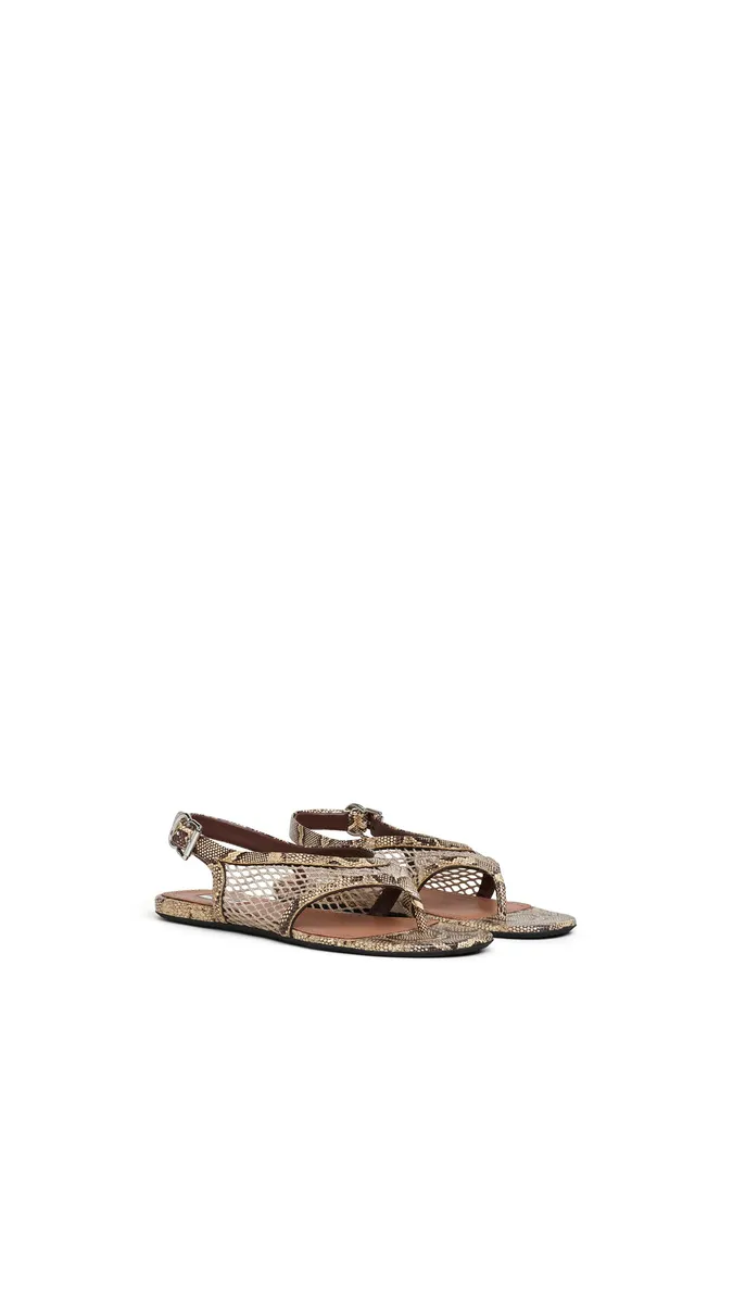 Alaïa Fishnet Thong Sandals In Ayers Leather | Thumbnail 2