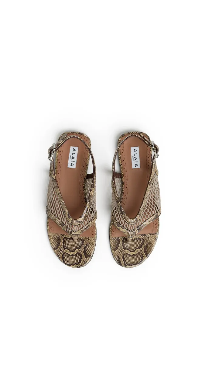 Alaïa Fishnet Thong Sandals In Ayers Leather | Thumbnail 4